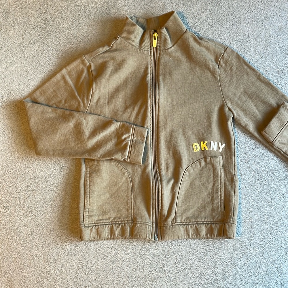 DKNY Sport Jacket M (8-10) Zip Front Mock Neck Athleisure Cotton